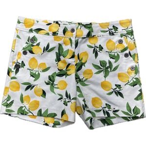 Isaac  Mizrahi Womens Shorts Size 12‎ White Lemon print Summer Tropical Beach